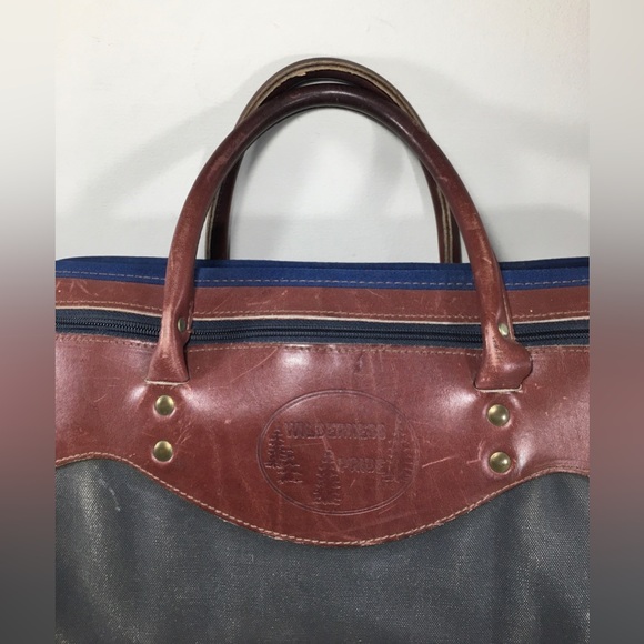 Vtg Wilderness Pride Battenkill Leather Travel Messenger Attache Top Handle Bag - Picture 3 of 10